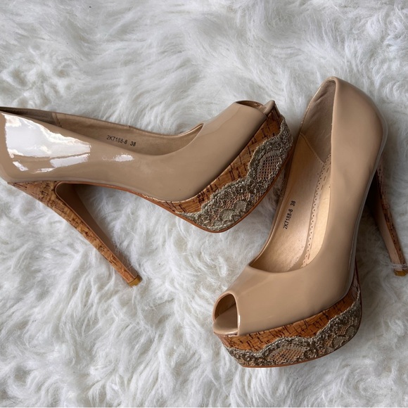 Noblez Soulier Dentelle Nude Heel Shoes EU 38 - Picture 8 of 8